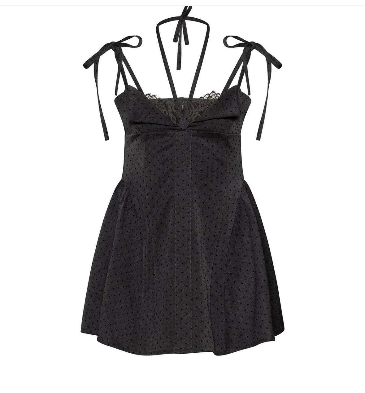 Gray Lace-Trim Mini Dress